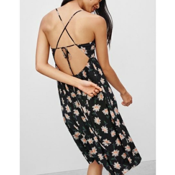 Aritzia Talula Cosimo Midi Dress 2 Backless Floral - Picture 2 of 8